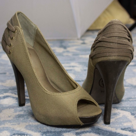 ASH ITALIA Laced Cargo Canvas Heels - Picture 1 of 6